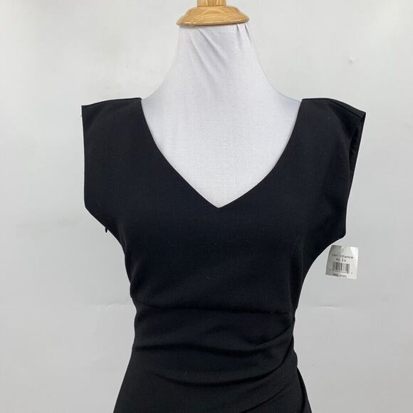 Diane Von Furstenberg Dress Womens 0 Black Bevin Ruched Crepe Sheath Side Zip - Picture 3 of 16
